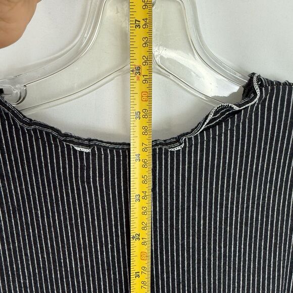 Max Studio Black Tiered Ruffle Smocked Striped A Line Dress Womens Size M - Picture 16 of 16